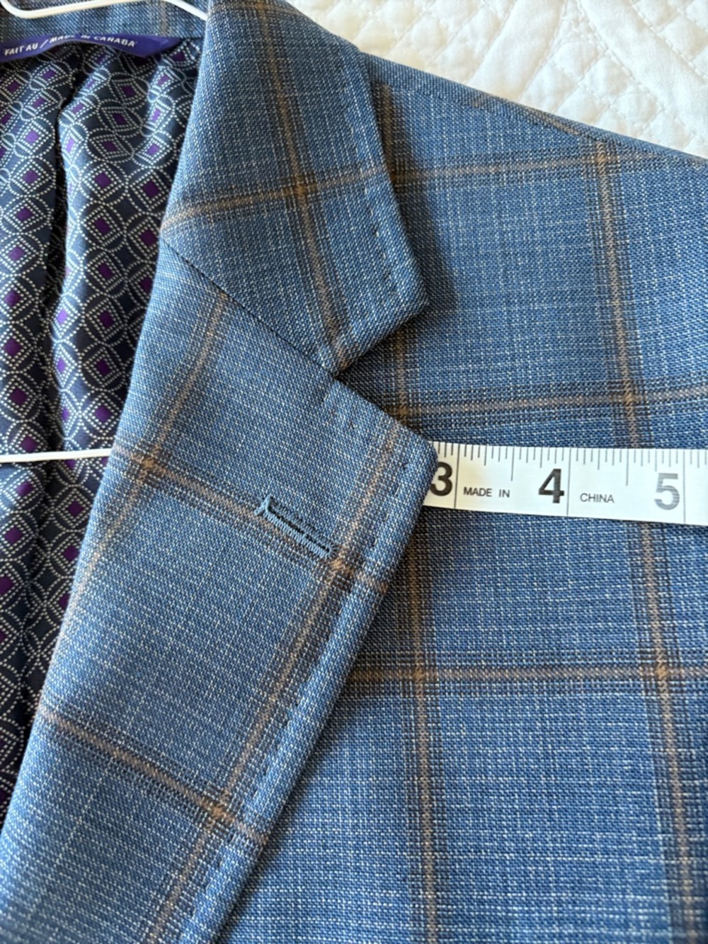 Ted Baker Blue Plaid Sport Coat with Brown Windowpane - Picture 5 of 5